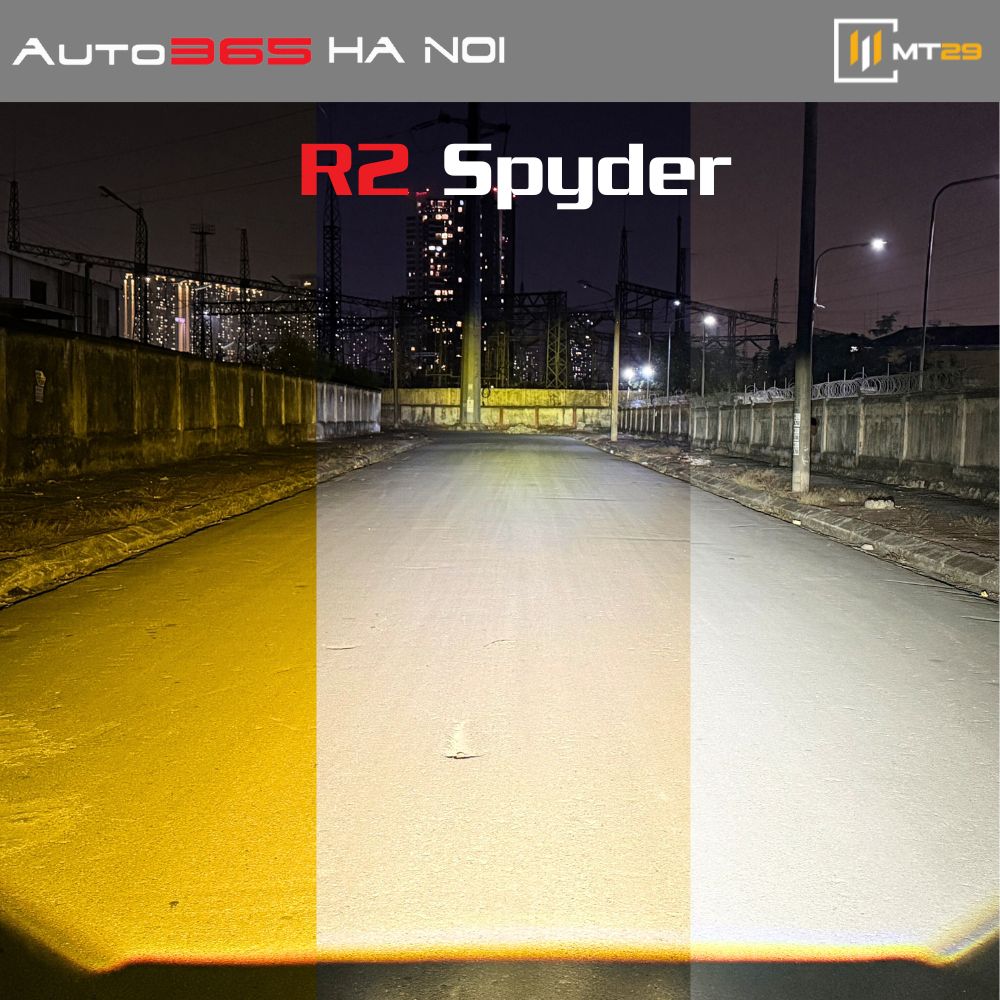 Bi Gầm R2 Spyder 3in1 - Bi Gầm 2 Inch Trợ Pha Giả Lập Laser Tích Hợp 3 Nhiệt Màu 12 bi gầm r2 spyder 3in1