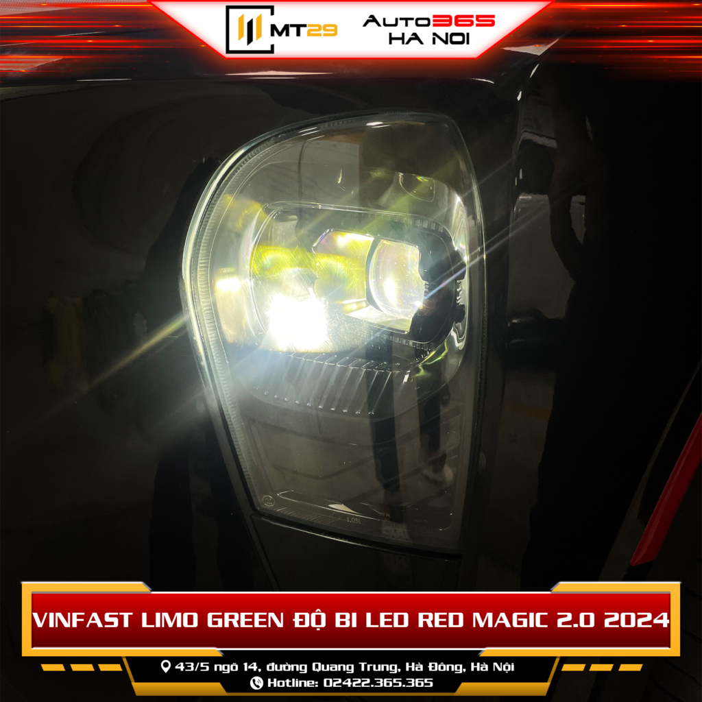 Độ đèn Vinfast Limo Green - Độ bi LED giữ zin 100% 7 Độ bi LED RED MAGIC 2.0 2024 cho Vinfast Limo Green